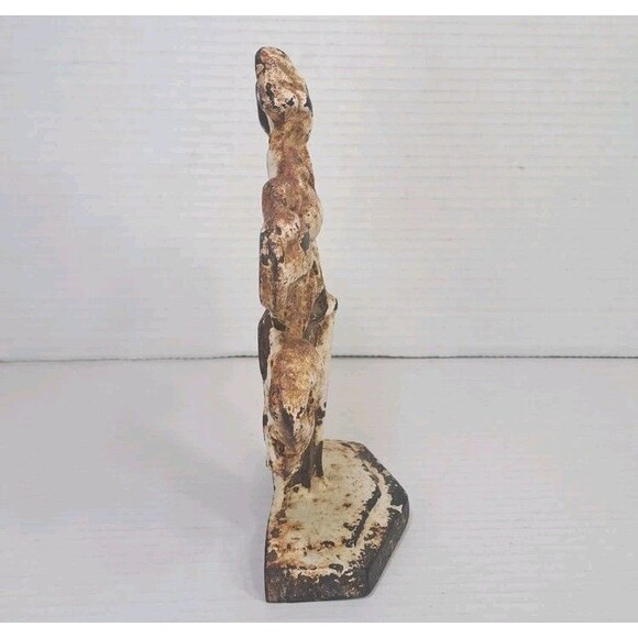 Antique 1920s Hubley John Wright Cast Iron Tulip Urn Door Stop #443 8"x7" Vtg - Picture 3 of 5